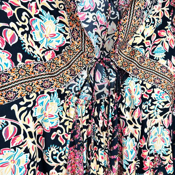 NWOT Free People Stevie Floral Paisley Long Bell Sleeve Tie Back Tunic Dress XS - Picture 15 of 15